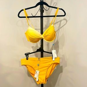 Brand new- never worn bleu rod beattie two piece suit- bright yellow